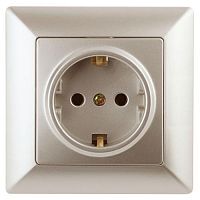 Розетка 1-м СП Solo 4-206-04 16А IP20 250В 2P+E Schuko с заземл. защ. шторки шампань Intro Б0053684