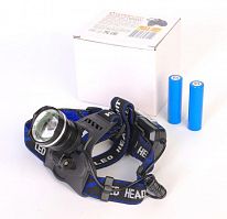 Фонарь аккумуляторный налобный LED5337 3.7В 1LED 5Вт фокус 2 ак. 3 режима USB бокс черн. Ultraflash 15016