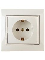 Розетка СП Plano 2P+E Schuko 1-206-02 16А-250В с защ. шторками IP20 сл. кость Intro Б0029846