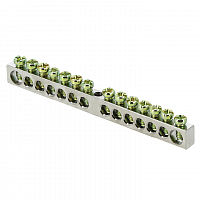Шина PEN "ноль-земля" 6х9 14 отв. никель крепеж по центру PROxima EKF sn1-63-14