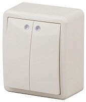 Выключатель 2-кл. ОП Эра Эксперт 10А IP20 11-1205-02 250В 10AX с подсветкой сл. кость Эра Б0020667