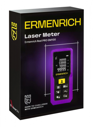 Рулетка лазерная Reel PRO GM100 фиолет. Ermenrich 85313 фото 7