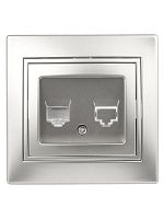 Розетка СП Plano 1-303-03 информационная RJ45 IP20 алюм. Intro Б0030086
