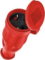Розетка 16А IP44 прямая с заземл. каучук красн. КОСМОС RKsm-Z-IP(R)16A