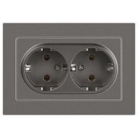 Розетка 2-м СП Accent 6-205-09 16А IP20 250В 2P+E Schuko AL/CU титан Intro Б0063500