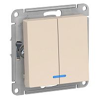 Механизм выключателя 2-кл. СП AtlasDesign 10А IP20 (сх. 5а) 10AX с подсветкой беж. SchE ATN000253