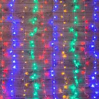 Гирлянда светодиодная "Светодиодный Дождь" 3х2м 240LED мультиколор IP20 230В свечение с динамикой провод прозр. Neon-Night 235-098