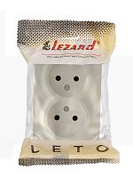 Розетка 2-мест. без заземл. LETO закрытый корпус ПБТ крем LEZARD 752-0300-128B