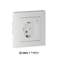 Розетка AtlasDesign Smart 16А L+N с заземл. защ. шторки Zigbee механизм бел. SE ATN000145Z