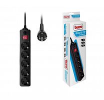 Удлинитель с сетевым фильтром 5х3м с заземл. 10А IP20 500SH-3-B CCA 3х0.75 черн. BURO 992293