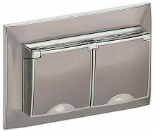 Розетка 2-м SKANDY 16А IP44 с крышкой в сборе SK-R12N никель IEK SK-R26-16-44-K50-F