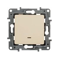 Механизм выключателя 1-кл. СП Etika 10А IP20 250В 10AX с подсветкой/индикацией безвинт. зажимы сл. кость Leg 672303