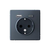 Розетка ArtGallery 16А с 2-мя заряд. устройствами USB A+C 5В/2.4А/3А 2х5В/1.5А механизм грифель SE GAL000732