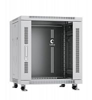 Шкаф монтажный телекоммуникационный напольный SH-05C-12U60/80 19дюйм для распред. и серверн. оборудования 12U 600х800х730мм передн. стеклян. и задн. сплошн. метал. двери ручка с замком сер. (RAL 7035) Cabeus 7646c