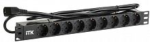 Блок розеток 9 мест PDU (немец. станд.) DIN 49440 ПВХ профиль 1U шнур 2м; вилка IEC 320 C14; черн. ITK PH22-9D2-P