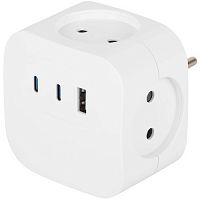 Разветвитель 4-м SP-4-3USBAC-W + 3 USB A+C со шторками 10А бел. Эра Б0069083