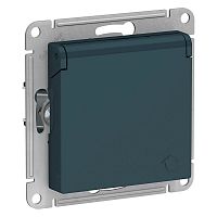 Механизм розетки 1-м СП AtlasDesign 16А IP20 с заземл. защ. шторки с крышкой изумруд SchE ATN000846