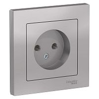 Розетка 1-м СП AtlasDesign 16А IP20 без заземл. в сборе алюм. SchE ATN000340