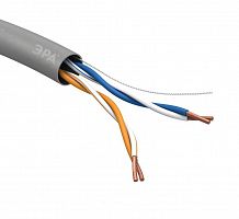 Кабель витая пара U/UTP 2х2х24 AWG Cat5e CU PVC (уп.305м) ЭРА Б0044428