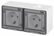 Розетка Эксперт 11-2504-01 2х2P+E гориз. IP55 шторки 16А-250В ОУ бел. Эра Б0063262