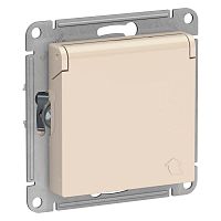 Механизм розетки 1-м СП AtlasDesign 16А IP20 с заземл. защ. шторки с защ. крышкой беж. SchE ATN000246
