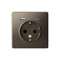 Розетка ArtGallery 16А с 2-мя заряд. устройствами USB A+C 5В/2.4А/3А 2х5В/1.5А механизм мокко SE GAL000632