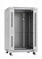 Шкаф монтажный телекоммуникационный напольный SH-05C-18U60/80 19дюйм 18U 600х800х988мм для распределит. и серверн. оборудования передн. стеклян. и задн. сплошн. метал. двери ручка с замком сер. RAL 7035 Cabeus 7048c