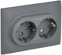 Розетка 2-м SKANDY 16А с заземл. без защ. шторок в сборе SK-R08Gr сер. IEK SK-R21-16-K03-F