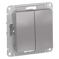 Механизм выключателя 2-кл. СП AtlasDesign 10А IP20 (сх. 5) 10AX алюм. SchE ATN000351