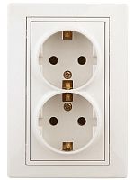 Розетка СП Plano 2х2P+E Schuko 1-205-02 16А-250В IP20 сл. кость Intro Б0027616