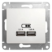 Розетка USB 2-м СП Glossa A+A 5В/2.1А 2х5В/1.05А механизм бел. SchE GSL000133