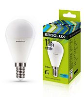 Лампа светодиодная LED-G45-11W-E14-4K Шар 11Вт E14 4500К 172-265В Ergolux 13628