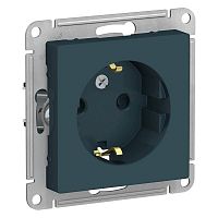 Механизм розетки 1-м СП AtlasDesign 16А IP20 с заземл. защ. шторки изумруд SchE ATN000845