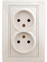 Розетка СП Plano 2х2P 1-204-02 16А-250В IP20 сл. кость Intro Б0027614