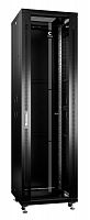 Шкаф монтажный телекоммуникационный напольный SH-05C-42U60/60-BK 19дюйм для распред. и серверн. оборудования 42U 600х600х2055мм передн. стеклян. и задн. сплошн. метал. двери ручка с замком черн. (RAL 9004) Cabeus 8560c