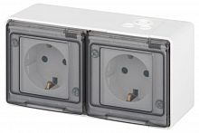 Розетка Эксперт 11-2503-01 2х2P+E гориз. IP55 16А-250В ОУ бел. Эра Б0063264