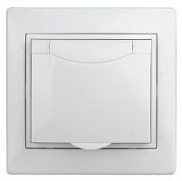 Розетка СП Plano 2P+E Schuko 1Э-203-01 16А-250В с защ. крышкой бел. Intro Б0038829