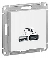 Розетка USB AtlasDesign тип A+C 5В/2.4А 2х5В/1.2А механизм лотос SE ATN001339