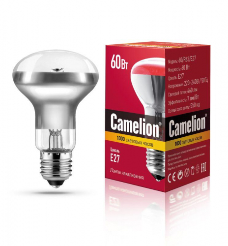 Лампа накаливания MIC R63 60Вт E27 Camelion 8980 Лампа накаливания MIC R63 60Вт E27 Camelion 8980