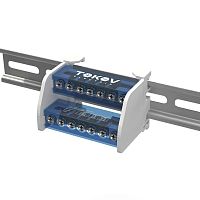 Шина на DIN-рейку в корпусе (кросс-модуль) 2 группы по 7 отверстий 100А TOKOV ELECTRIC TKE-DBTB-100-2-7/L+PEN