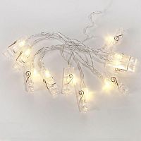 Гирлянда светодиодная "Прищепки" 1.5м 10LED тепл. бел. провод ПВХ бел. прозр. элементы питания 2хAA (не в компл.) Neon-Night 304-005