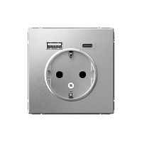Розетка ArtGallery 16А с 2-мя заряд. устройствами USB A+C 5В/2.4А/3А 2х5В/1.5А механизм алюм. SE GAL000332