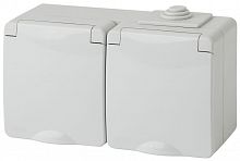 Розетка ОП 2х2P+E 11-2603-03 16А-250В гориз. IP65 сер. ЭРА Б0035991